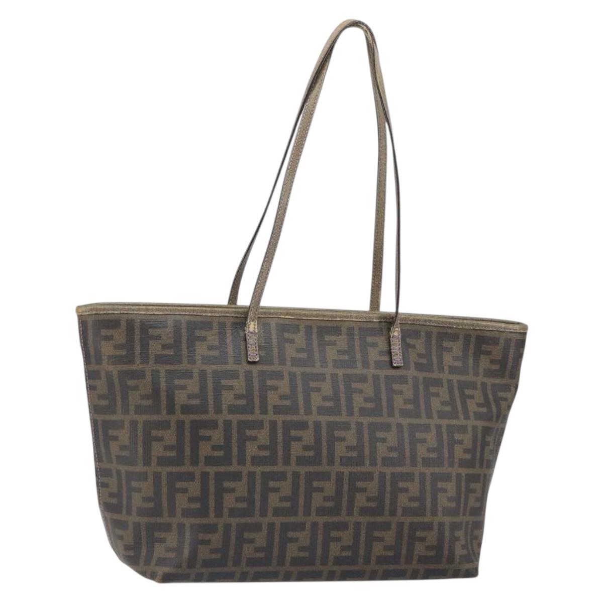 FENDI Zucca Canvas Tote Bag Black Brown Auth 166676