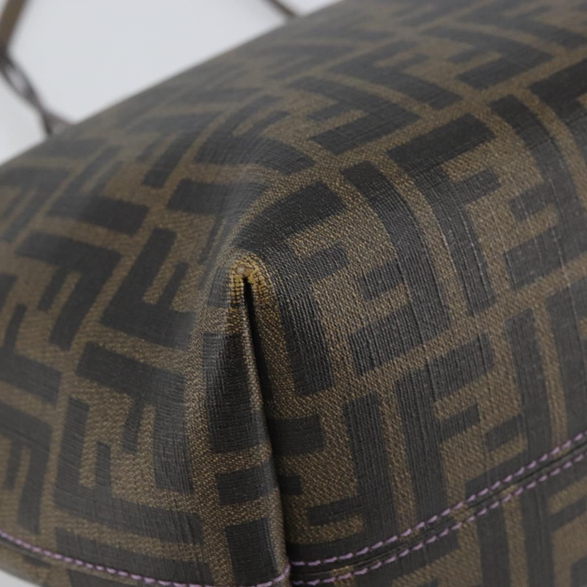 FENDI Zucca Canvas Tote Bag Black Brown Auth 166676