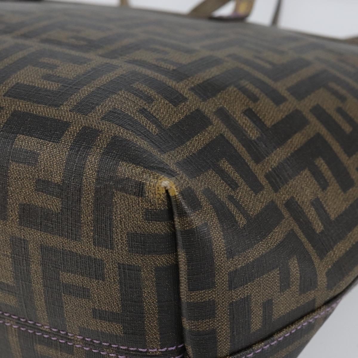 FENDI Zucca Canvas Tote Bag Black Brown Auth 166676