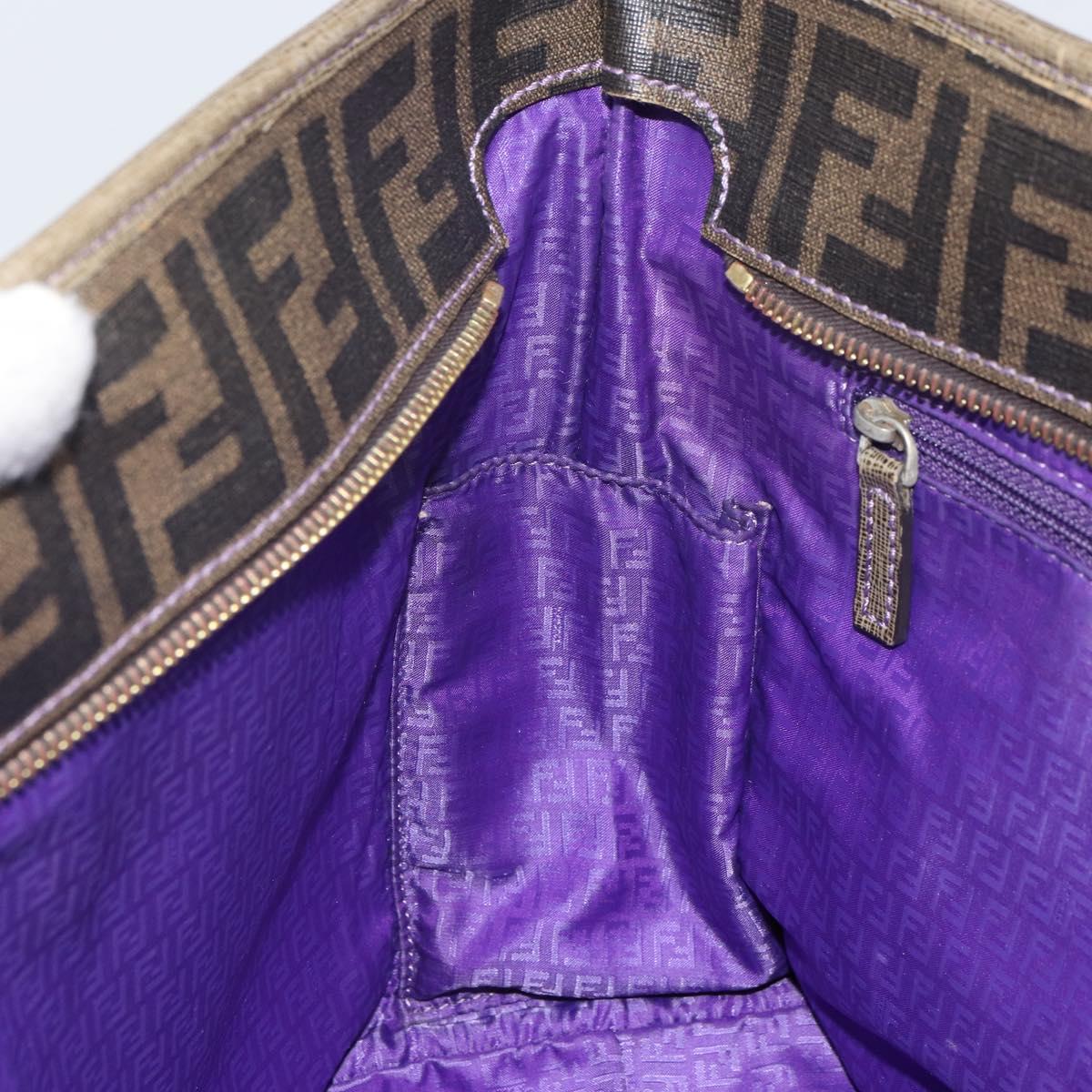 FENDI Zucca Canvas Tote Bag Black Brown Auth 166676