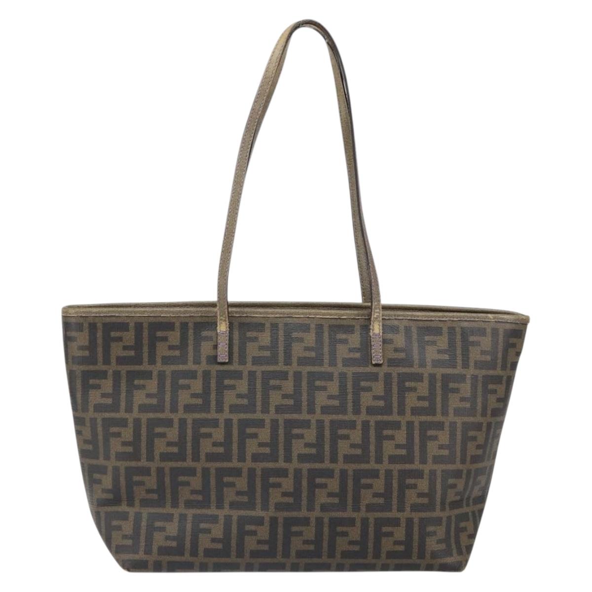 FENDI Zucca Canvas Tote Bag Black Brown Auth 166676
