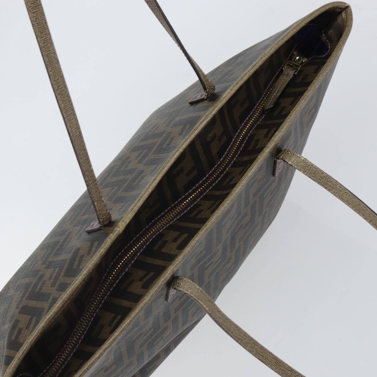 FENDI Zucca Canvas Tote Bag Black Brown Auth 166676