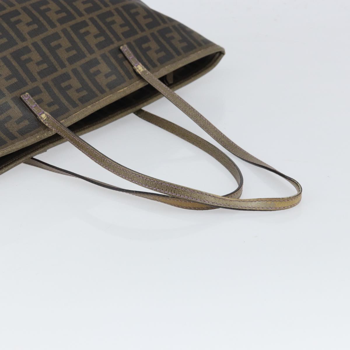 FENDI Zucca Canvas Tote Bag Black Brown Auth 166676