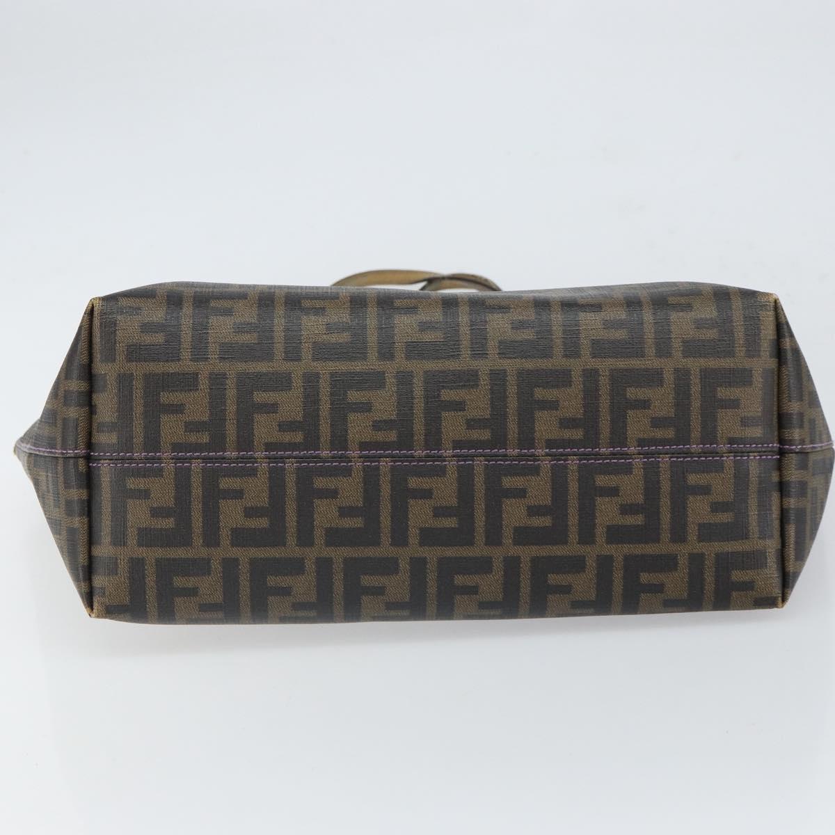 FENDI Zucca Canvas Tote Bag Black Brown Auth 166676