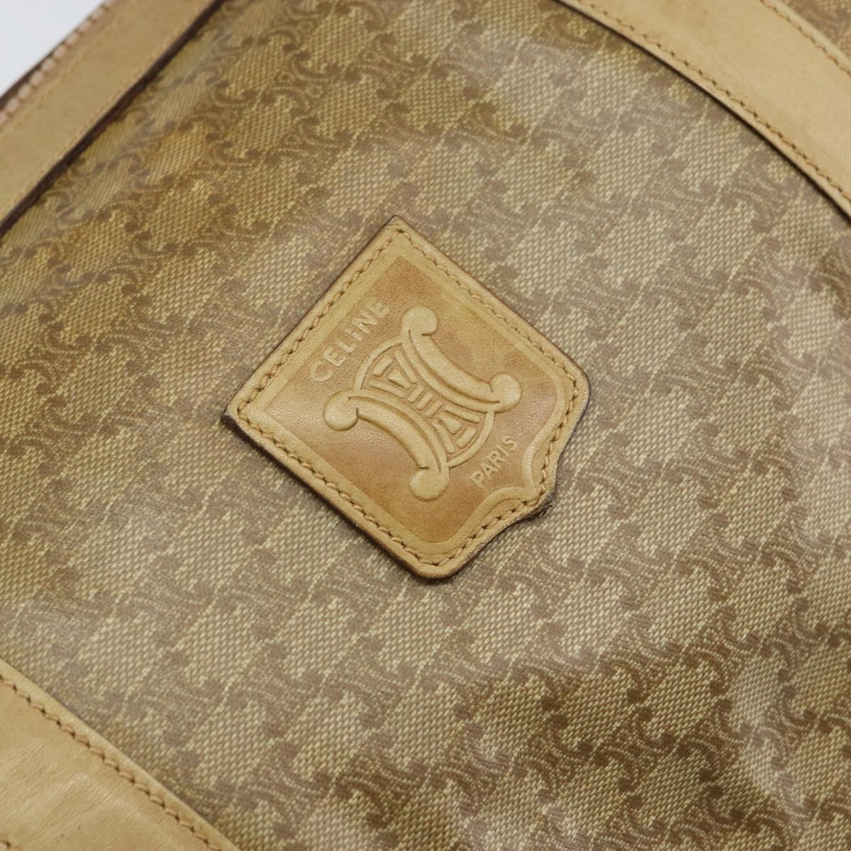 CELINE Macadam Canvas Boston Bag PVC Beige Gold Auth 166677