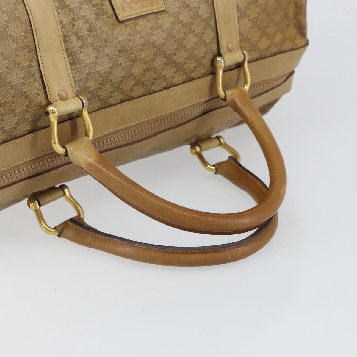 CELINE Macadam Canvas Boston Bag PVC Beige Gold Auth 166677