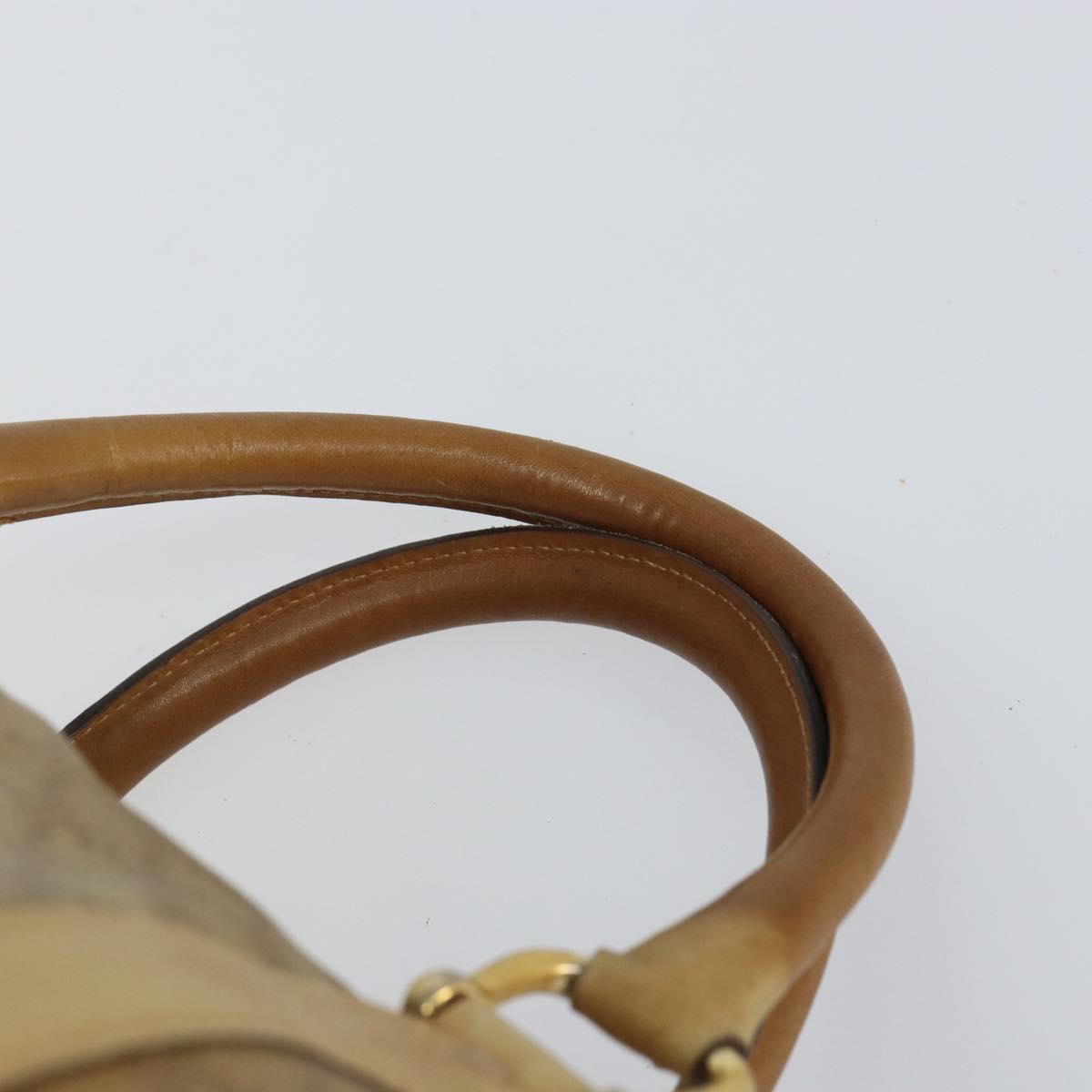 CELINE Macadam Canvas Boston Bag PVC Beige Gold Auth 166677