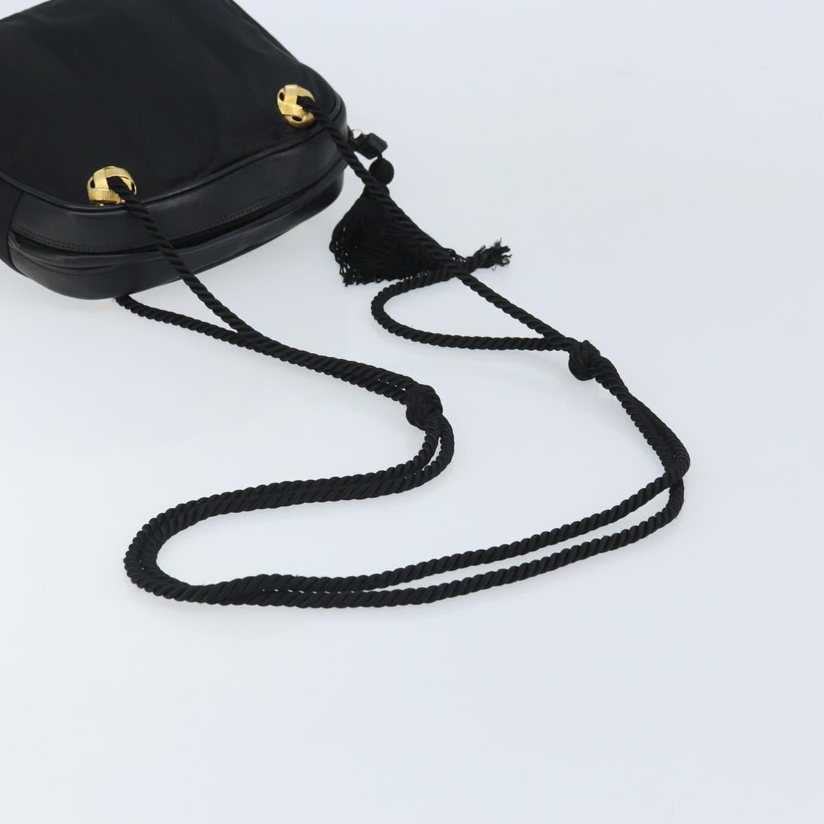 Salvatore Ferragamo Shoulder Bag Canvas Black Gold Auth 166679