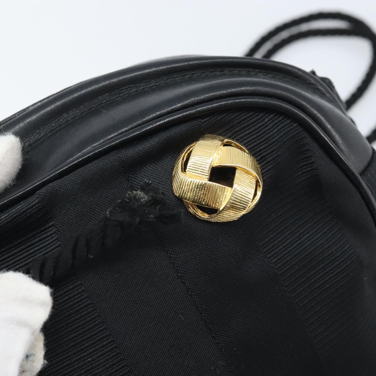 Salvatore Ferragamo Shoulder Bag Canvas Black Gold Auth 166679