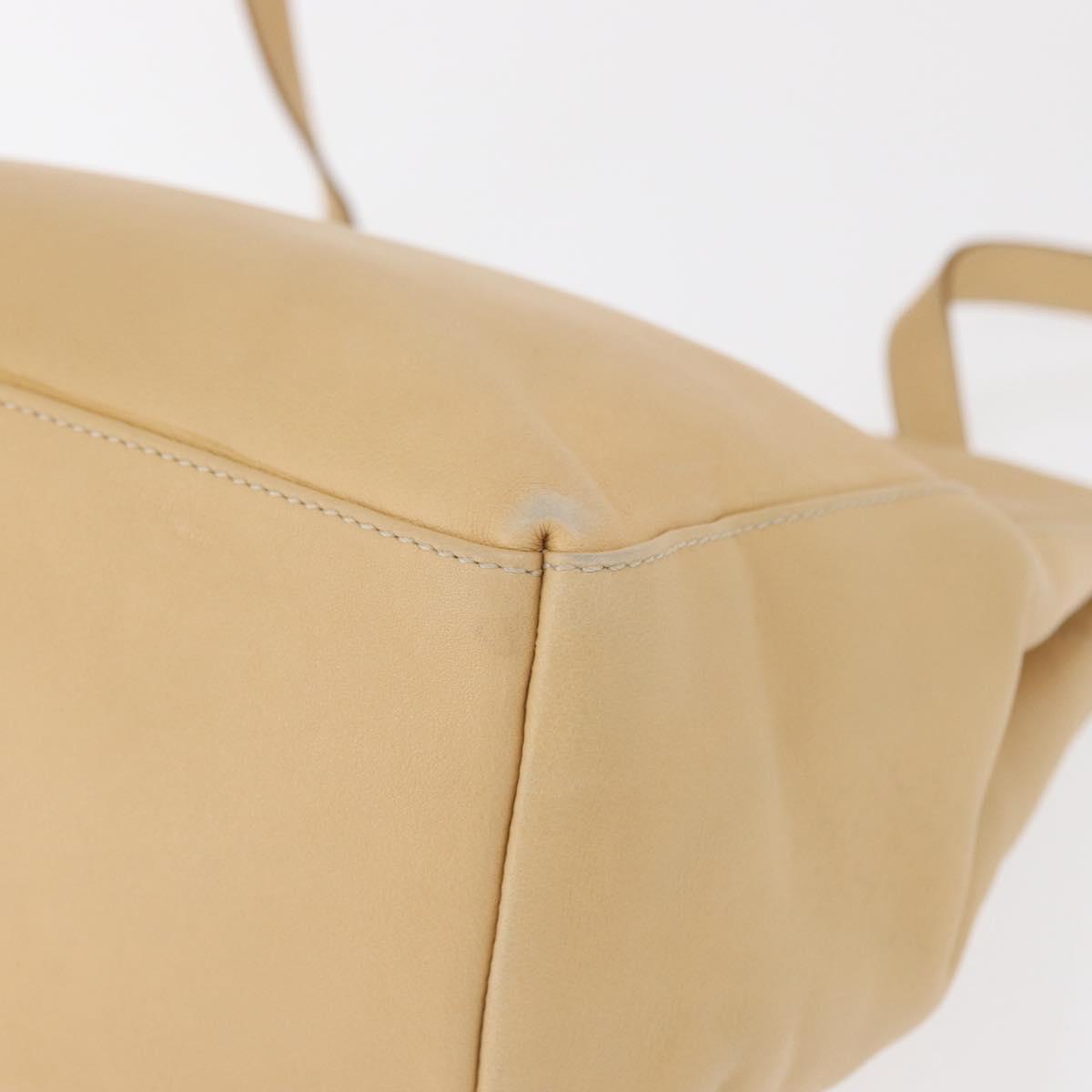 Salvatore Ferragamo Hand Bag Leather 2way Beige Gold Auth 166680