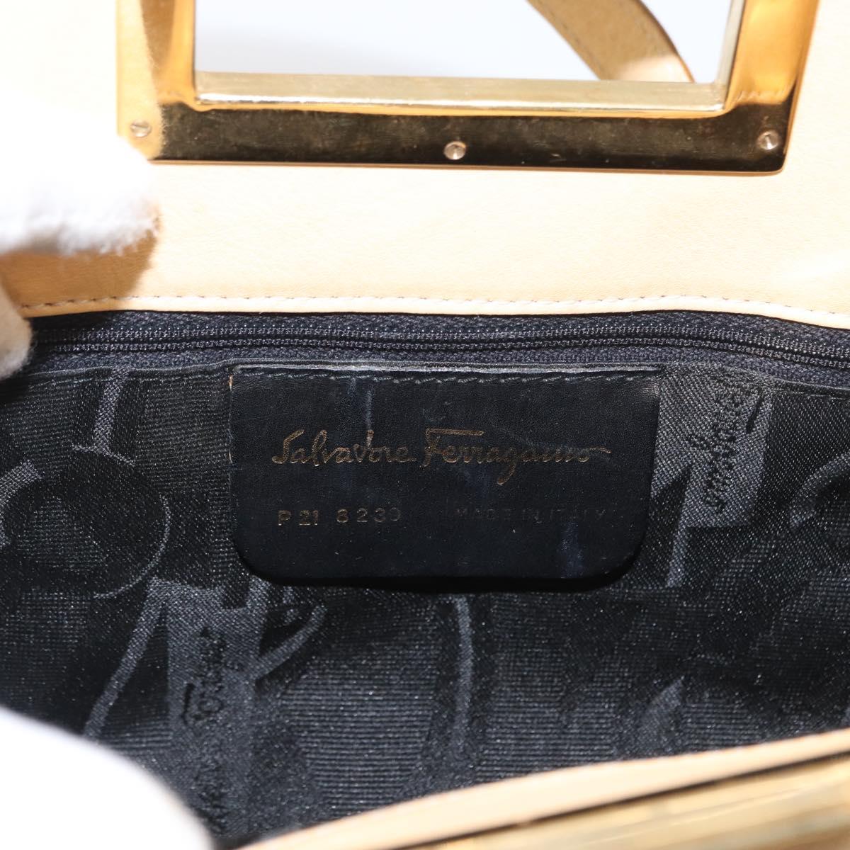Salvatore Ferragamo Hand Bag Leather 2way Beige Gold Auth 166680