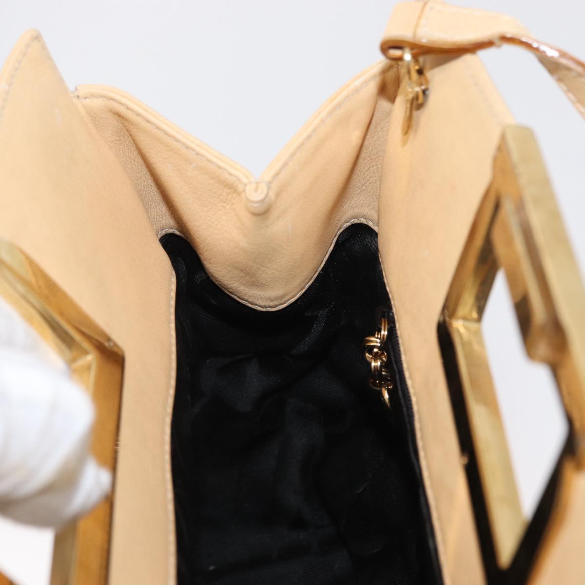 Salvatore Ferragamo Hand Bag Leather 2way Beige Gold Auth 166680