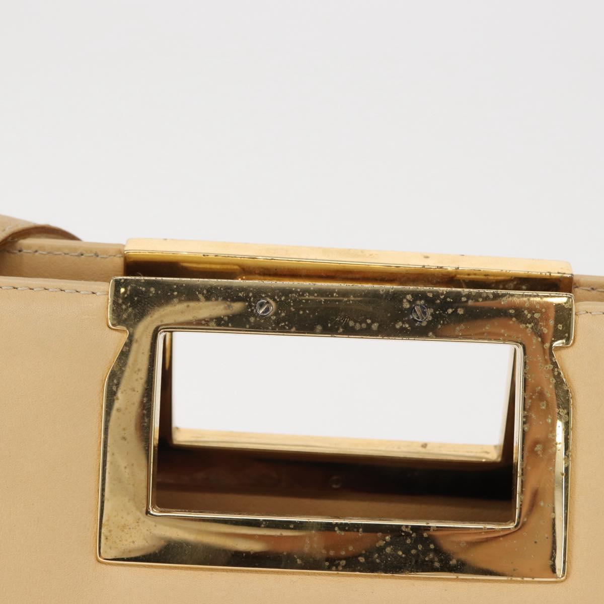 Salvatore Ferragamo Hand Bag Leather 2way Beige Gold Auth 166680