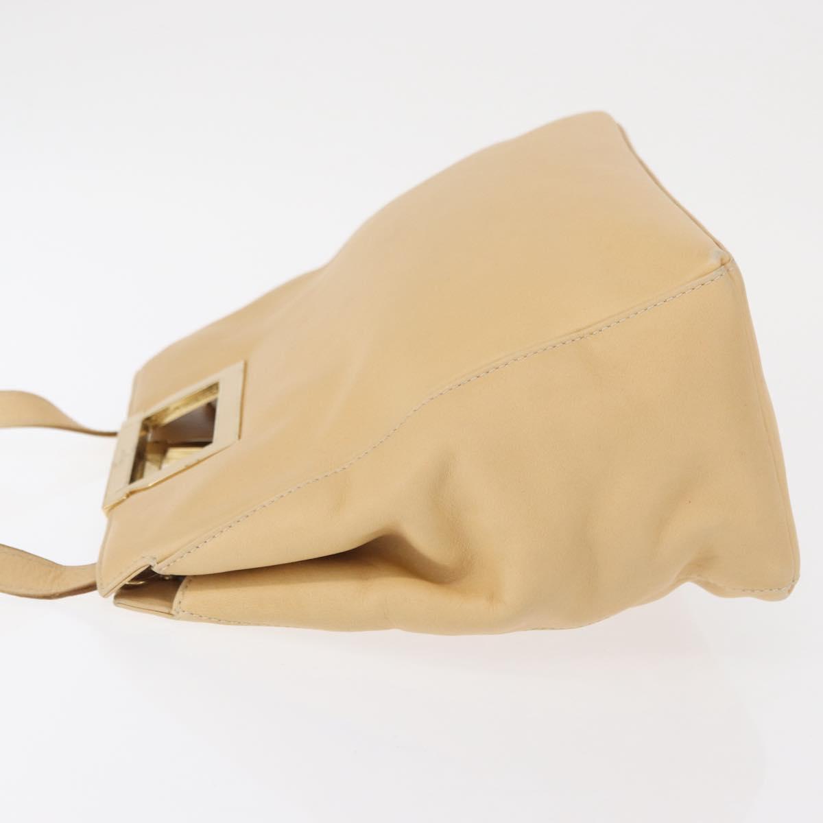 Salvatore Ferragamo Hand Bag Leather 2way Beige Gold Auth 166680