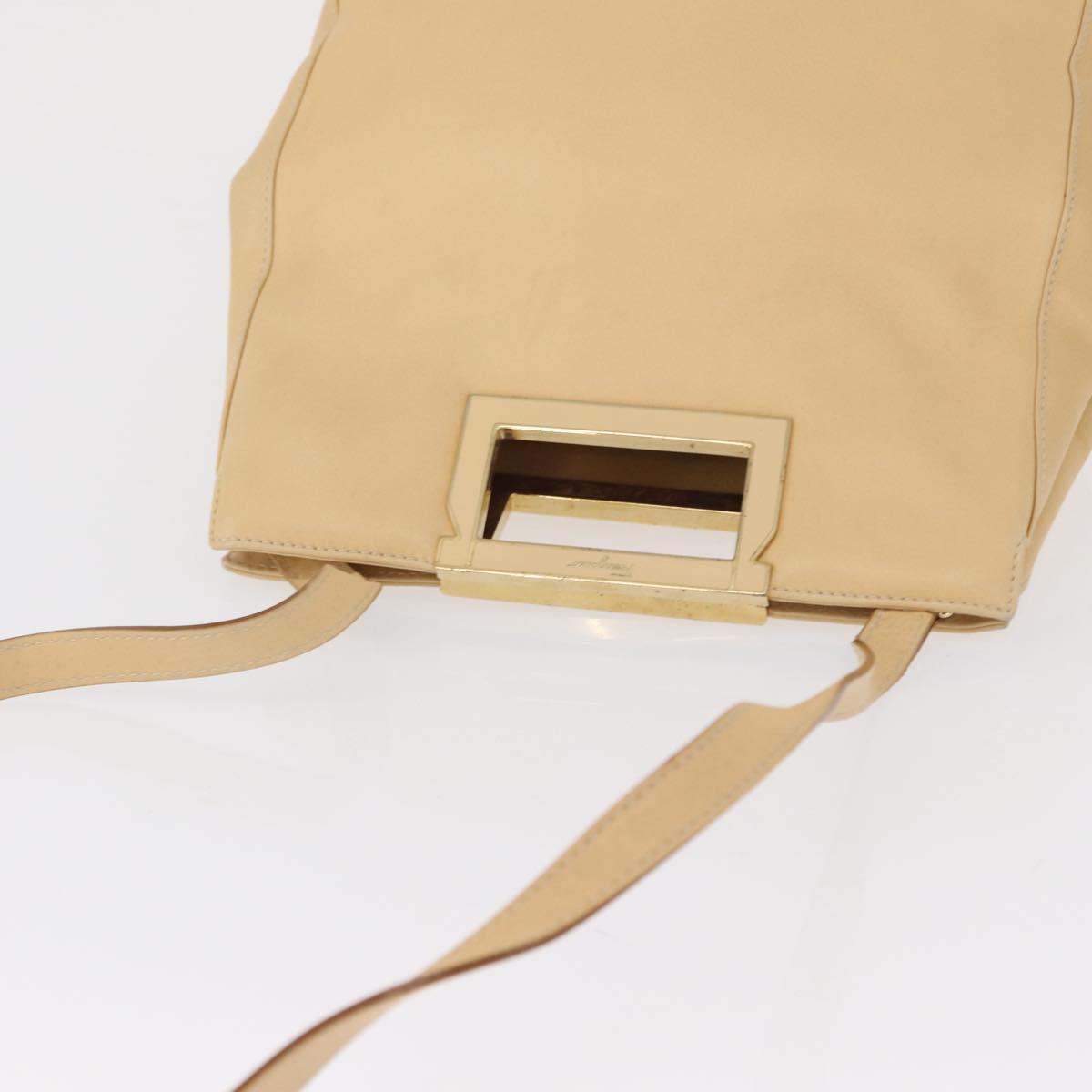 Salvatore Ferragamo Hand Bag Leather 2way Beige Gold Auth 166680