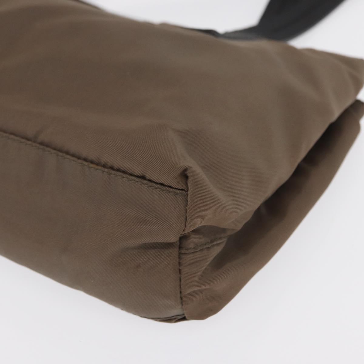 PRADA Hand Bag Nylon Beige Silver Auth 166683