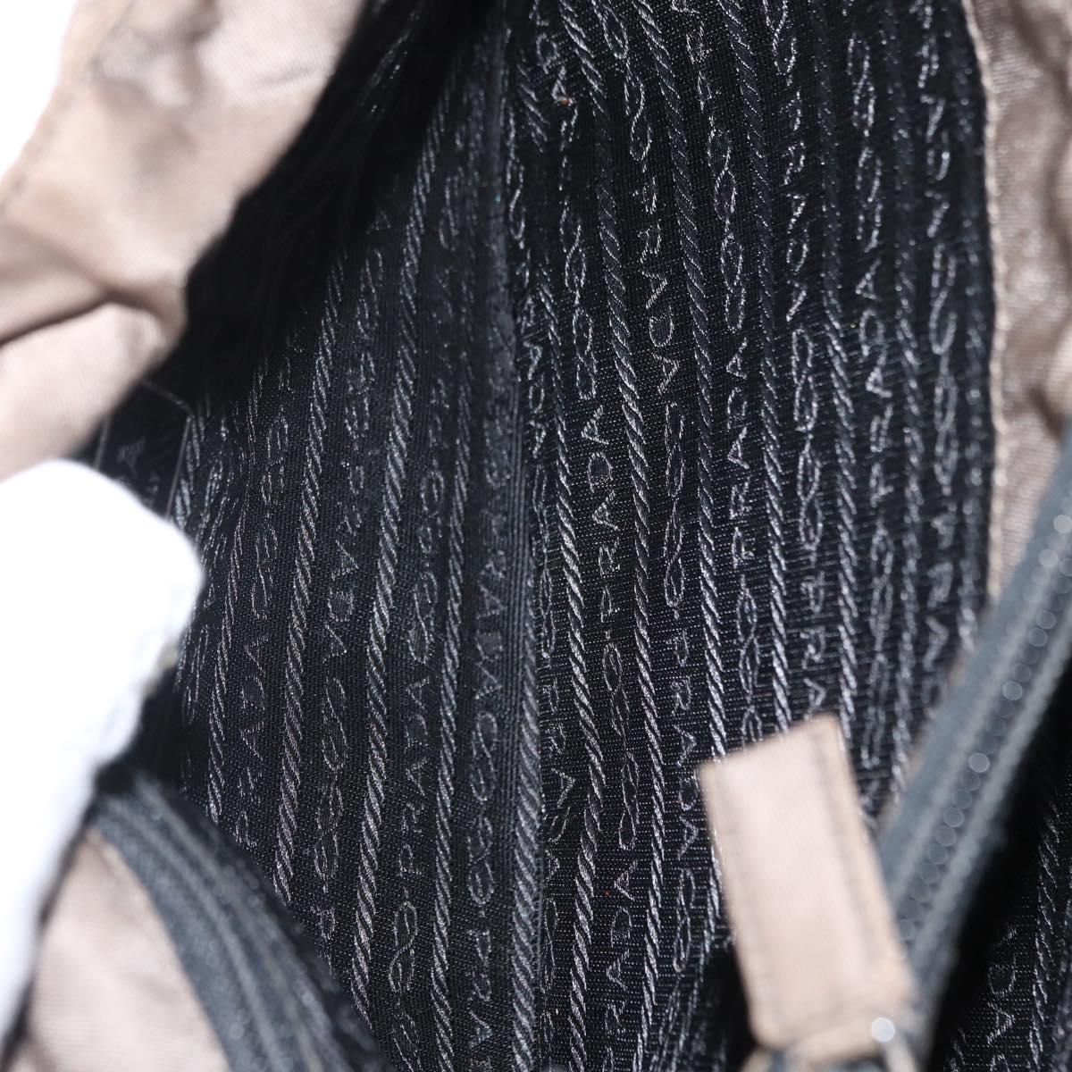 PRADA Hand Bag Nylon Beige Silver Auth 166683