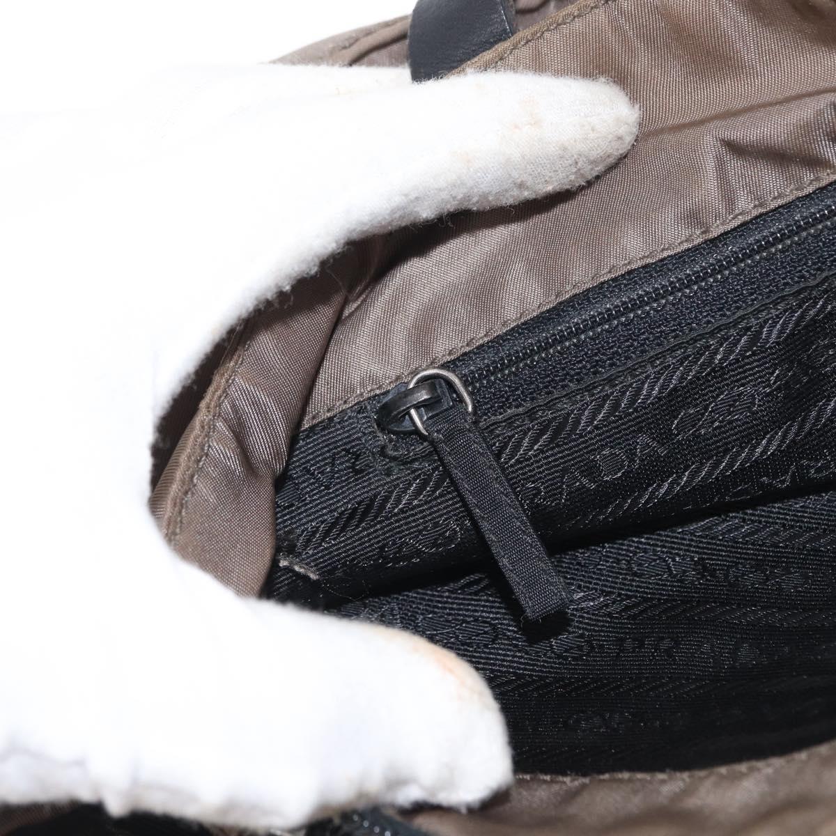 PRADA Hand Bag Nylon Beige Silver Auth 166683