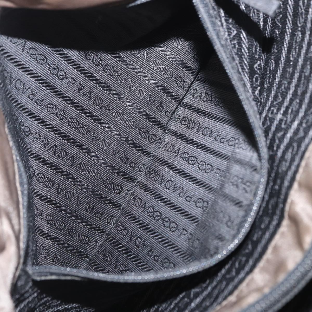 PRADA Hand Bag Nylon Beige Silver Auth 166683