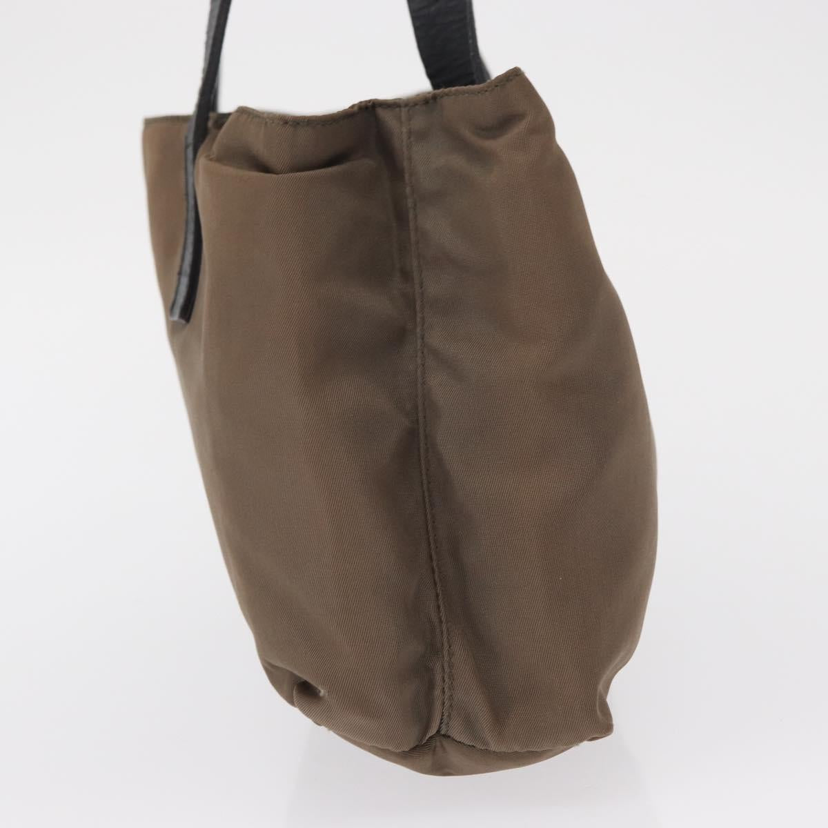 PRADA Hand Bag Nylon Beige Silver Auth 166683