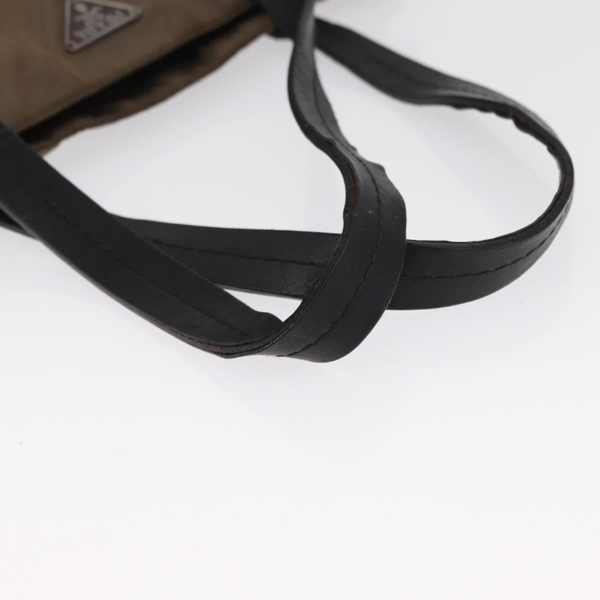 PRADA Hand Bag Nylon Beige Silver Auth 166683