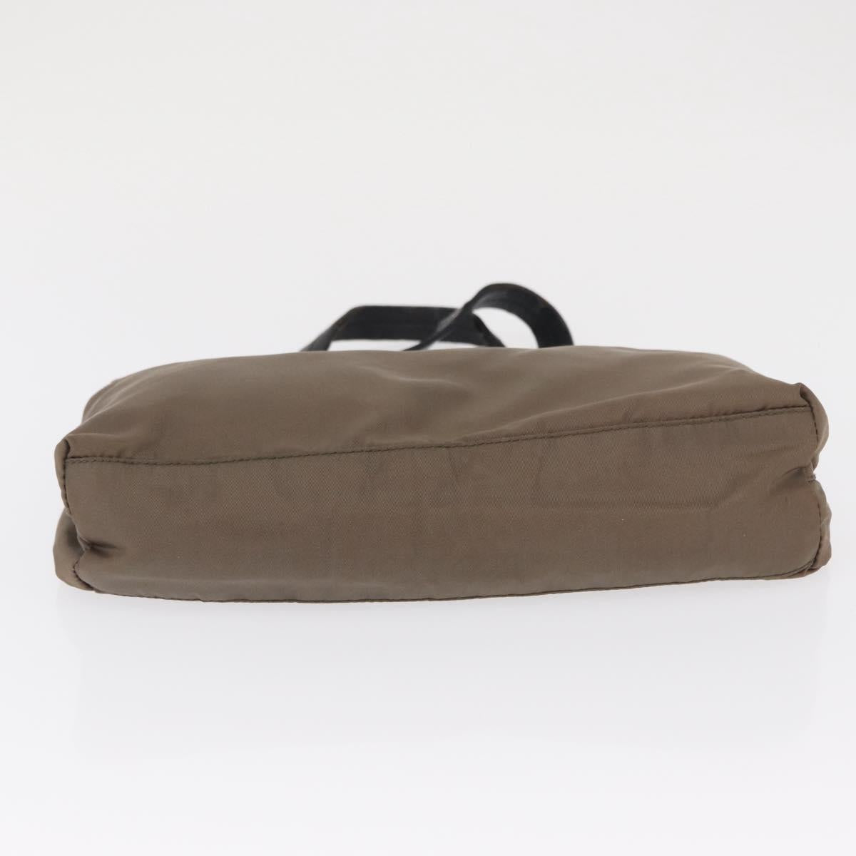 PRADA Hand Bag Nylon Beige Silver Auth 166683