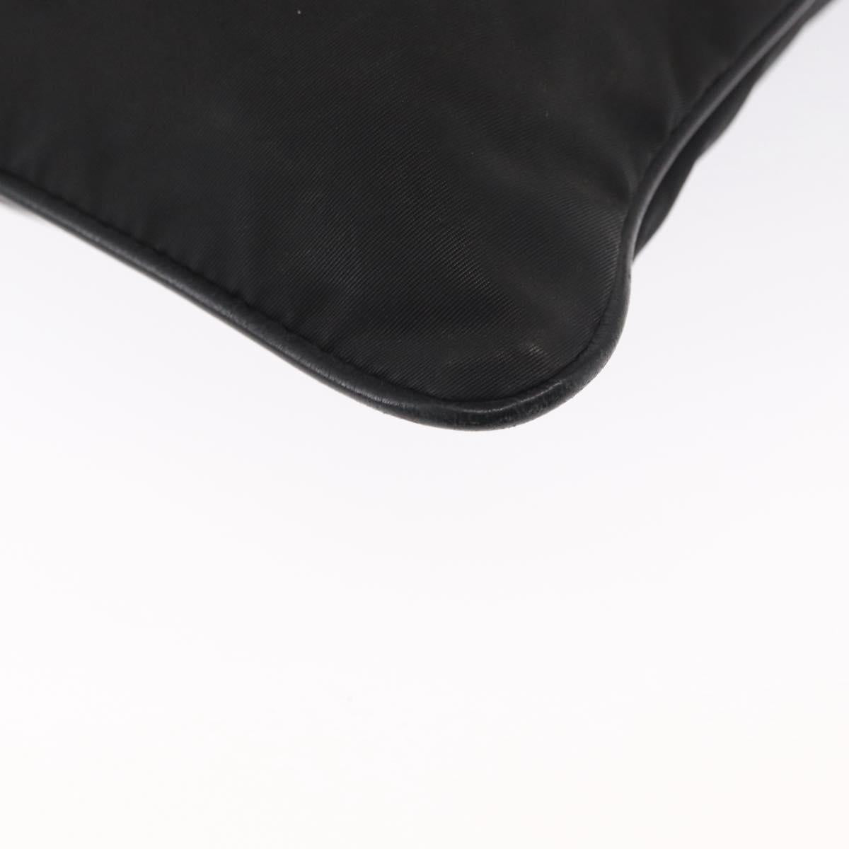 PRADA Shoulder Bag Nylon Black Silver Auth 166684