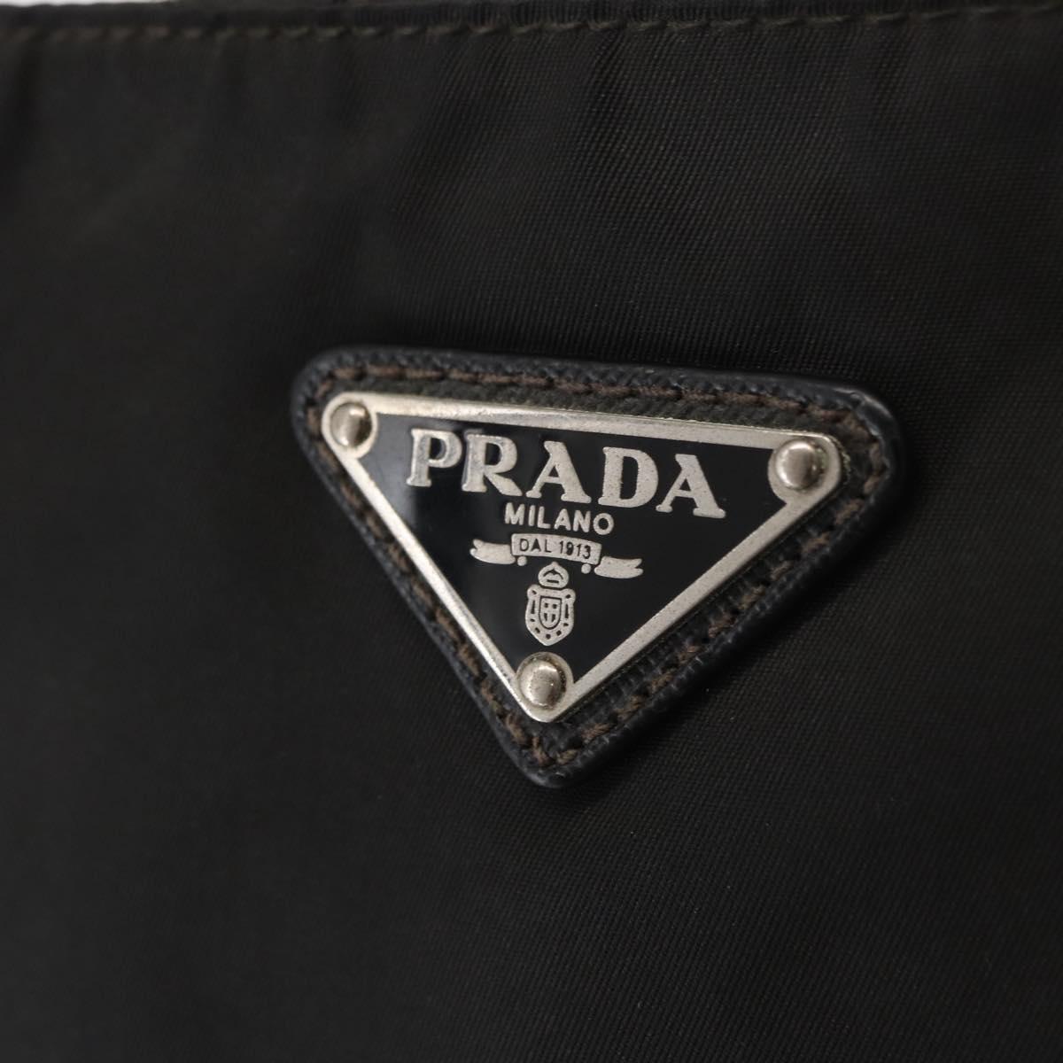 PRADA Shoulder Bag Nylon Black Silver Auth 166684