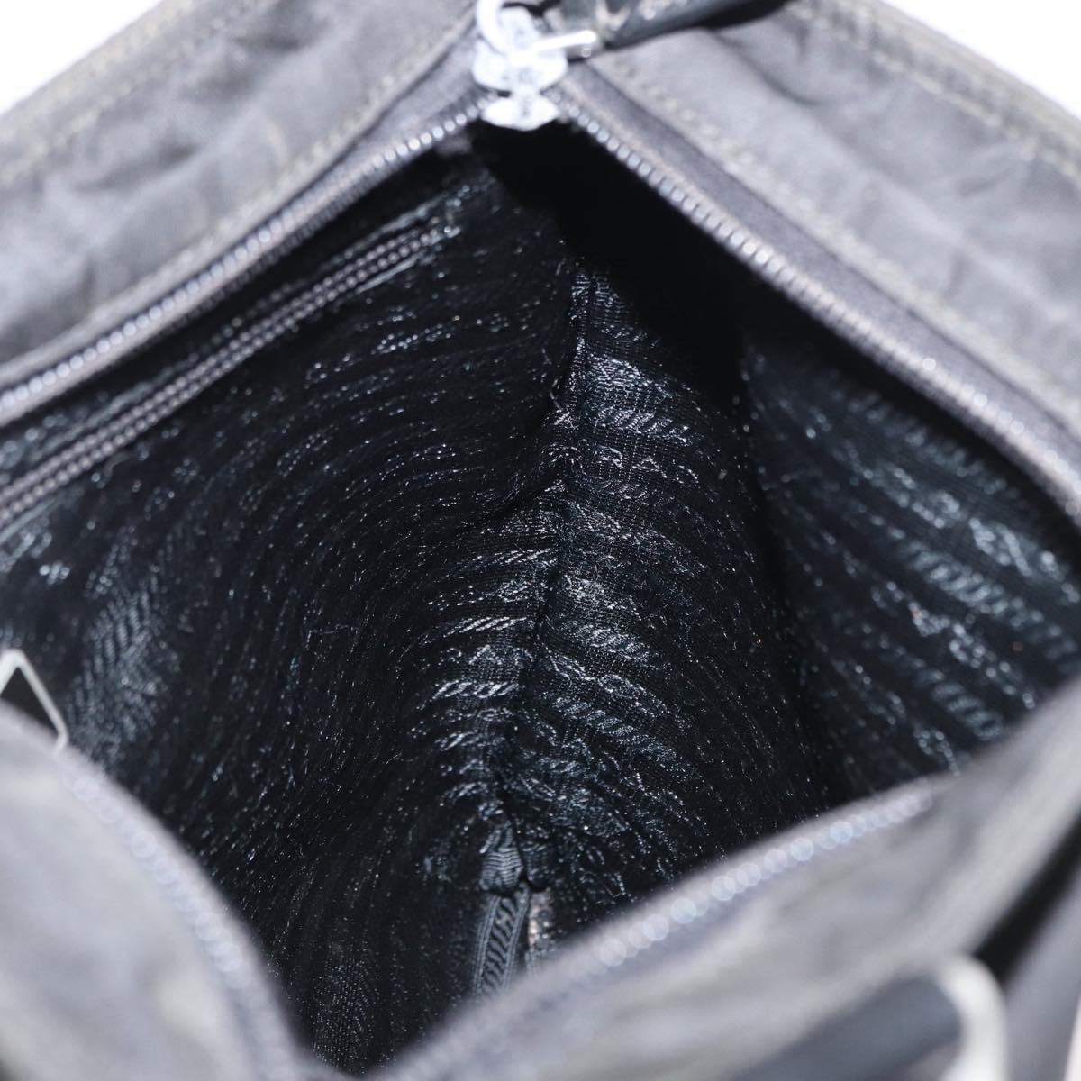 PRADA Shoulder Bag Nylon Black Silver Auth 166684
