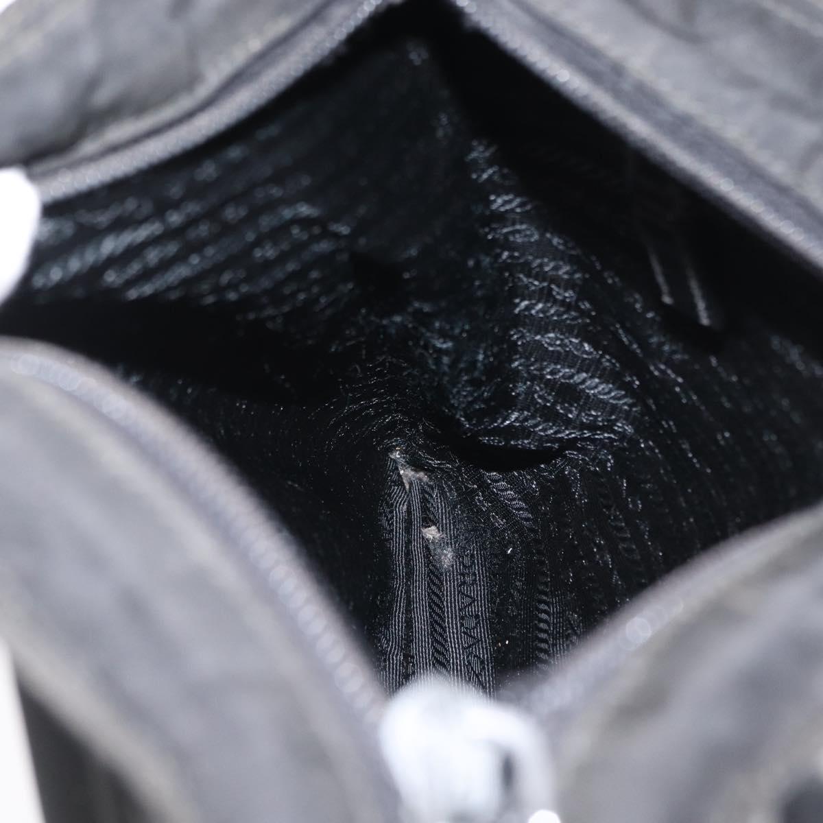 PRADA Shoulder Bag Nylon Black Silver Auth 166684