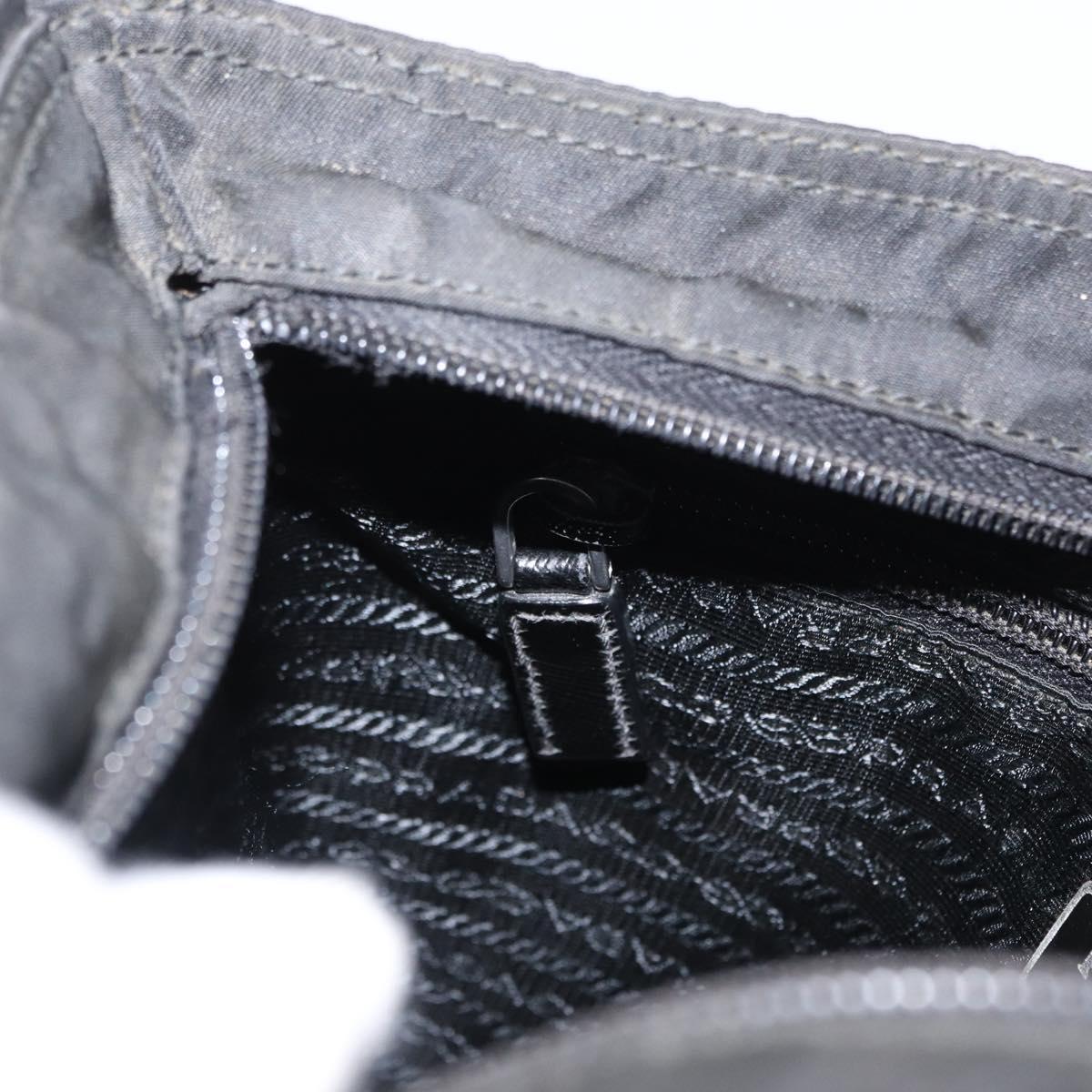 PRADA Shoulder Bag Nylon Black Silver Auth 166684