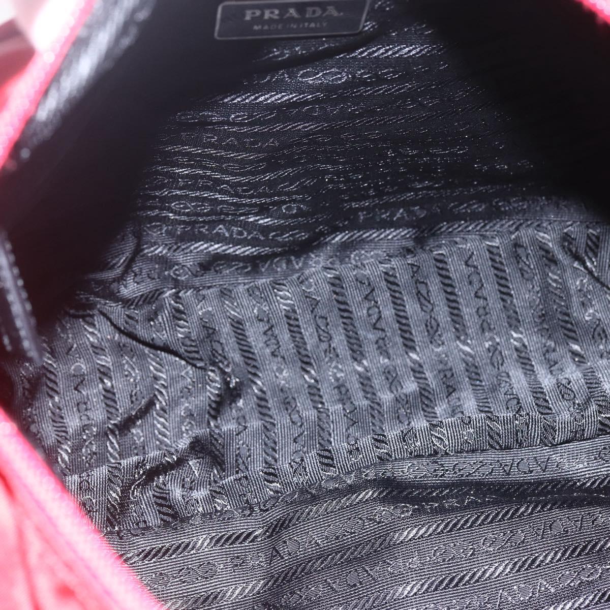 PRADA Shoulder Bag Nylon Red Silver Auth 166685