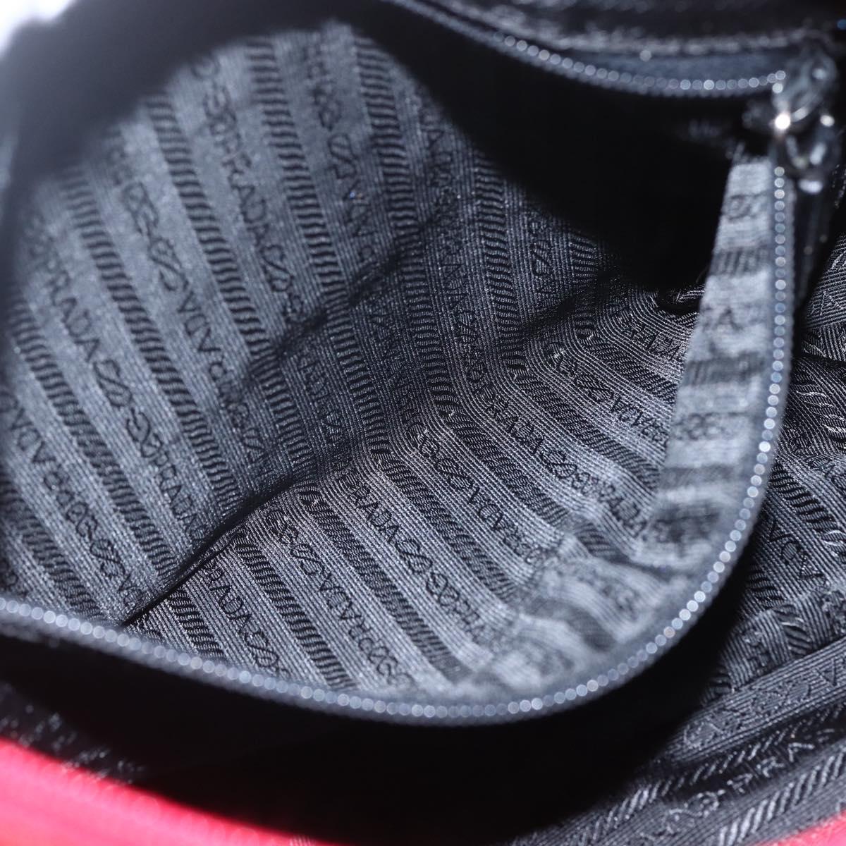 PRADA Shoulder Bag Nylon Red Silver Auth 166685