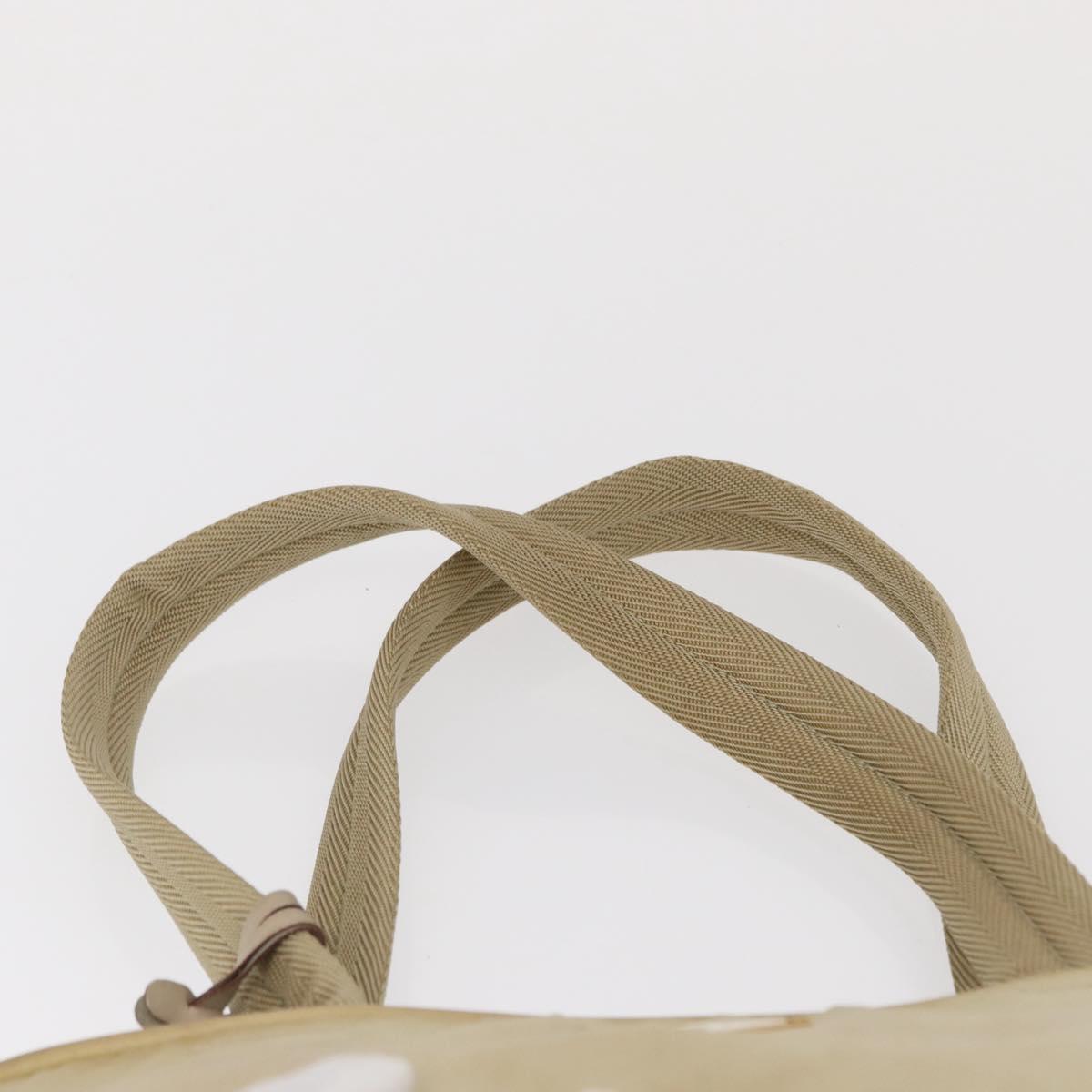 PRADA Hand Bag Nylon Beige Gold Auth 166689