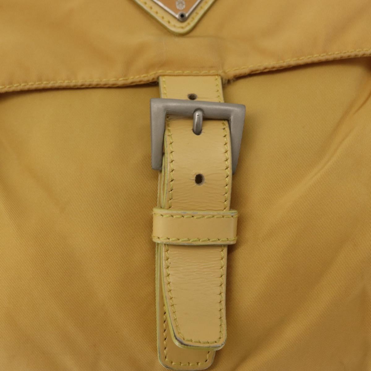 PRADA Shoulder Bag Nylon Yellow Silver Auth 166691