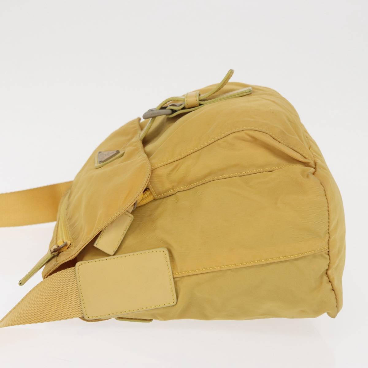 PRADA Shoulder Bag Nylon Yellow Silver Auth 166691