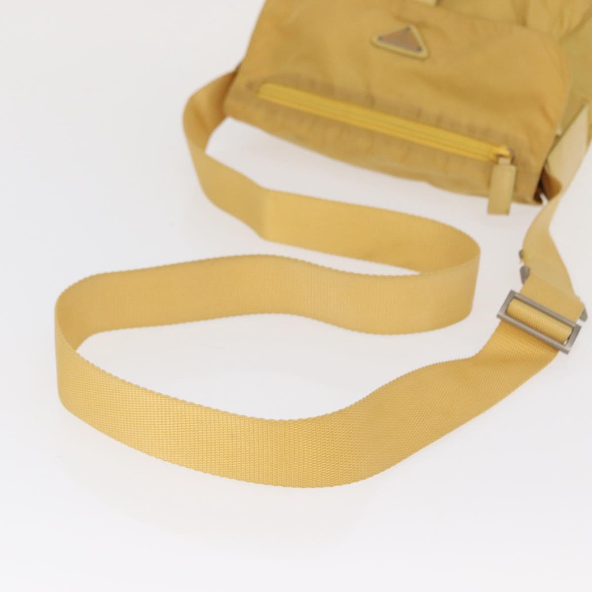 PRADA Shoulder Bag Nylon Yellow Silver Auth 166691