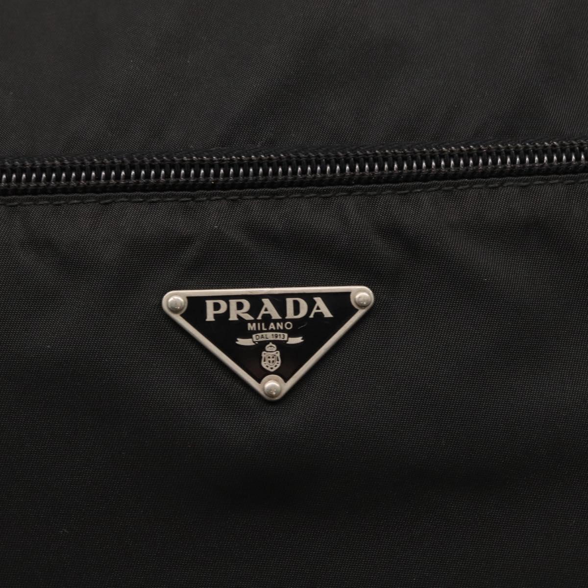 PRADA Shoulder Bag Nylon Black Silver Auth 166693