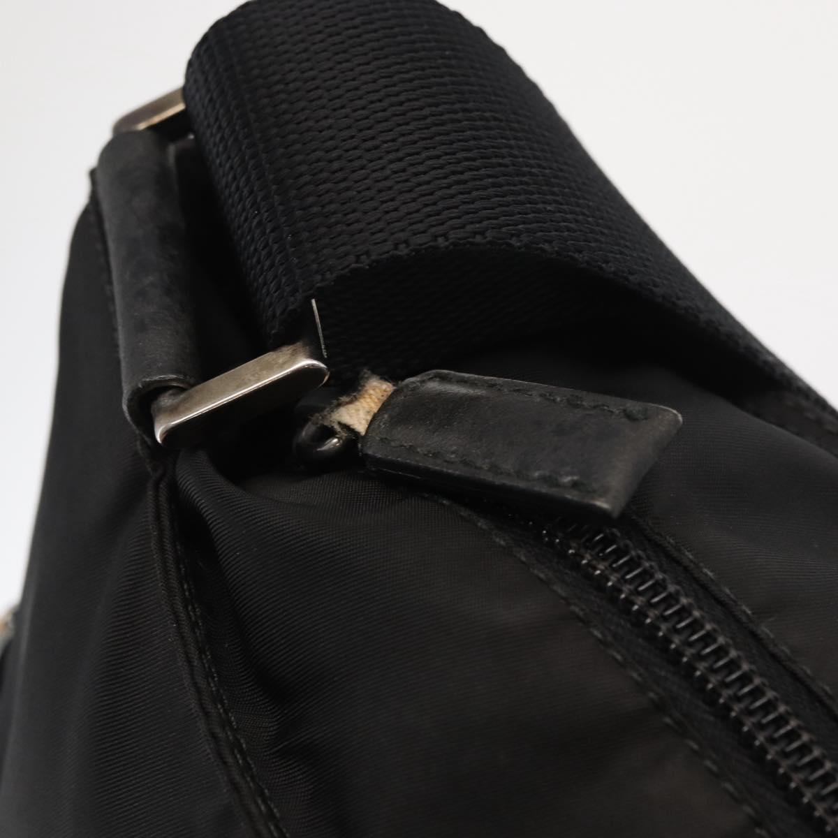 PRADA Shoulder Bag Nylon Black Silver Auth 166693