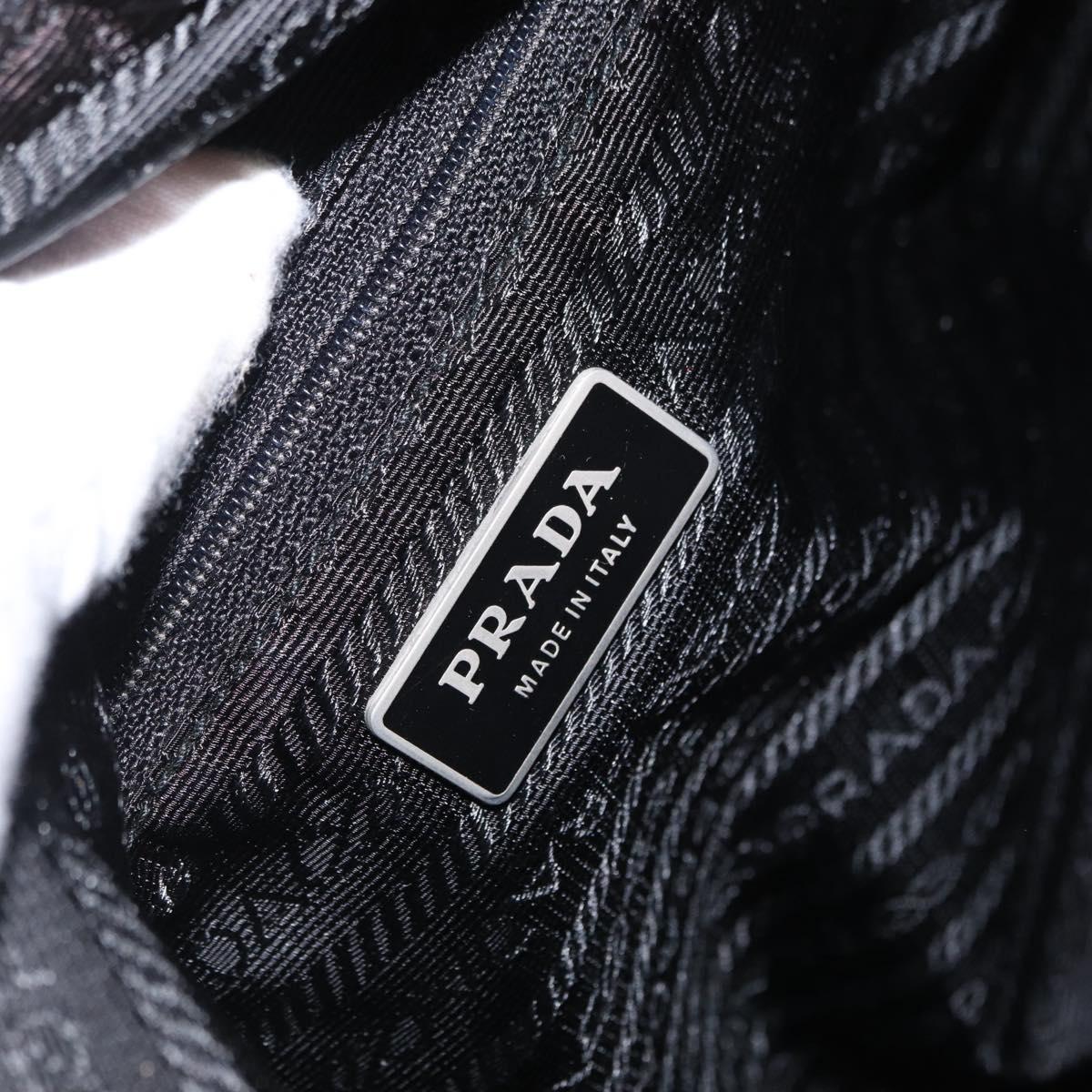 PRADA Shoulder Bag Nylon Black Silver Auth 166693