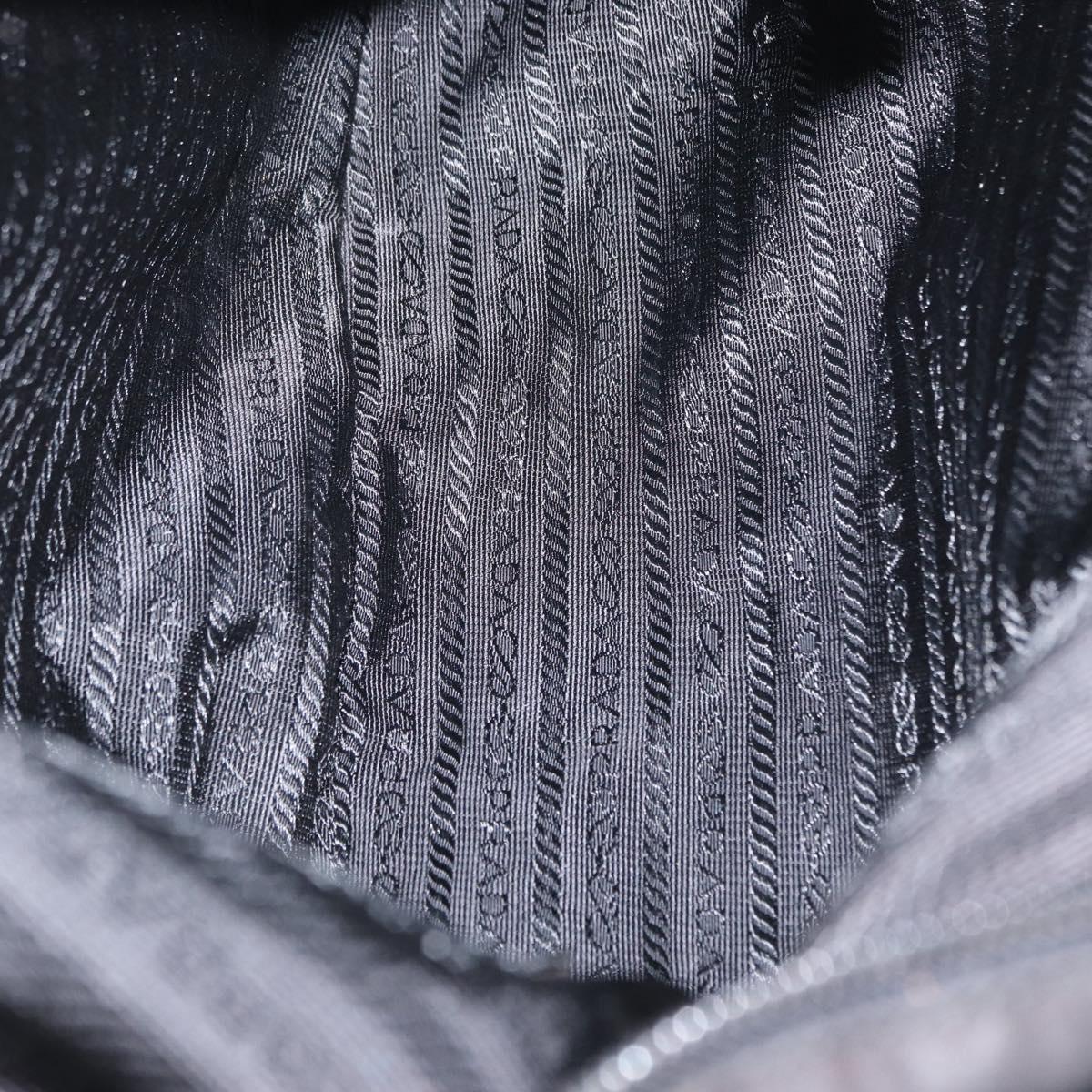 PRADA Shoulder Bag Nylon Black Silver Auth 166693