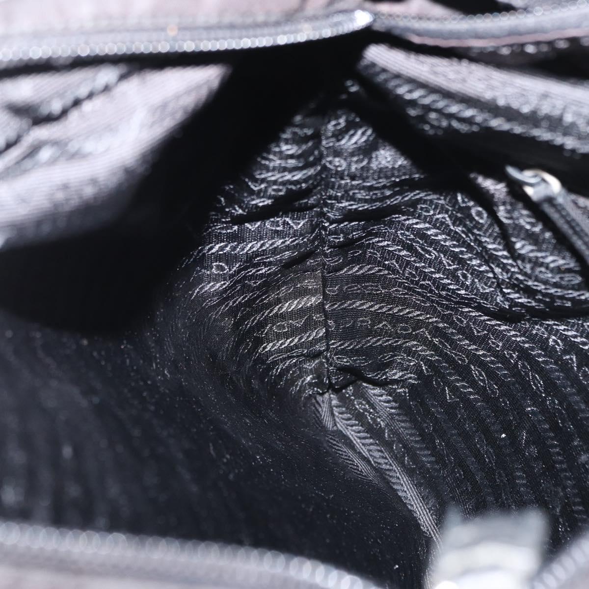 PRADA Shoulder Bag Nylon Black Silver Auth 166693