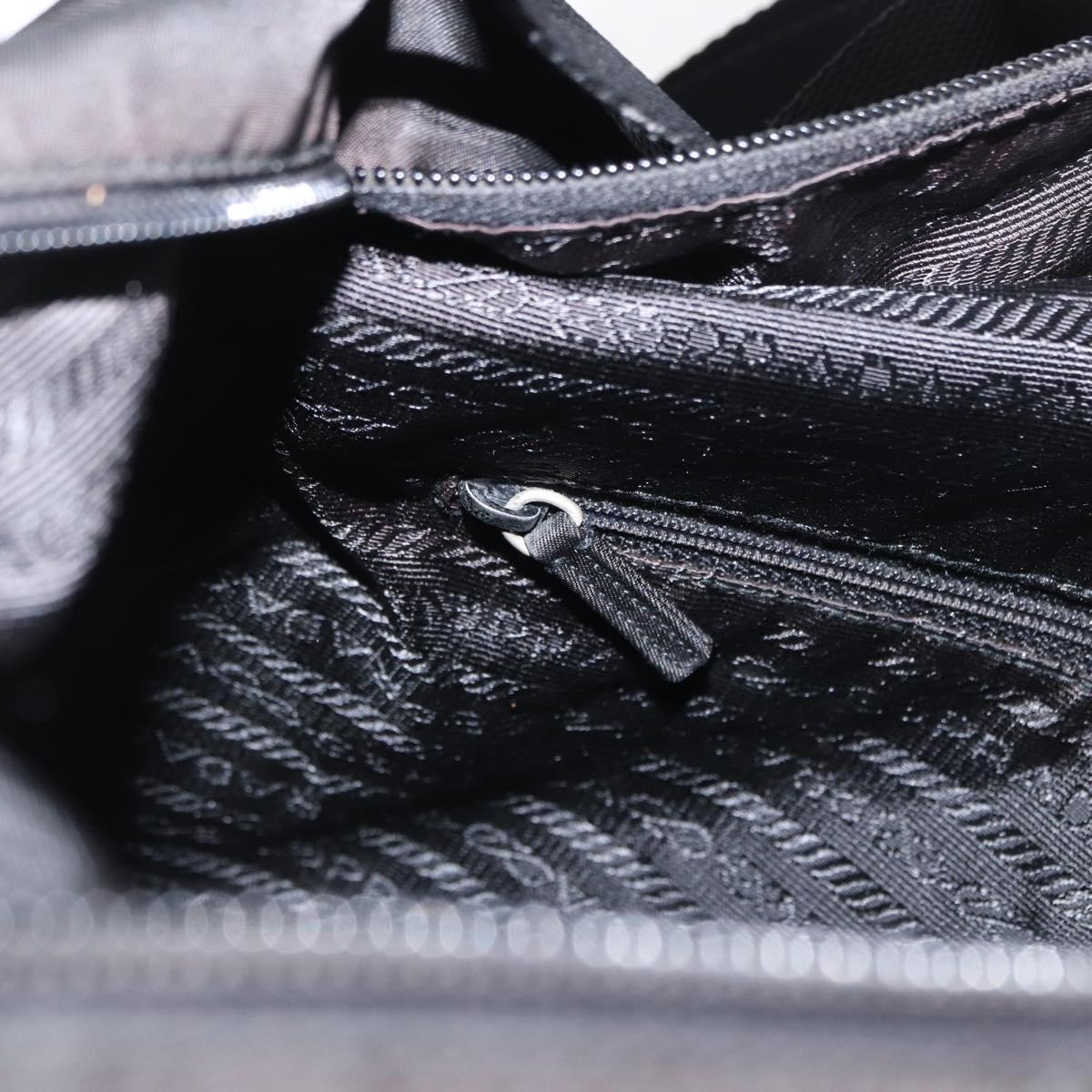 PRADA Shoulder Bag Nylon Black Silver Auth 166693