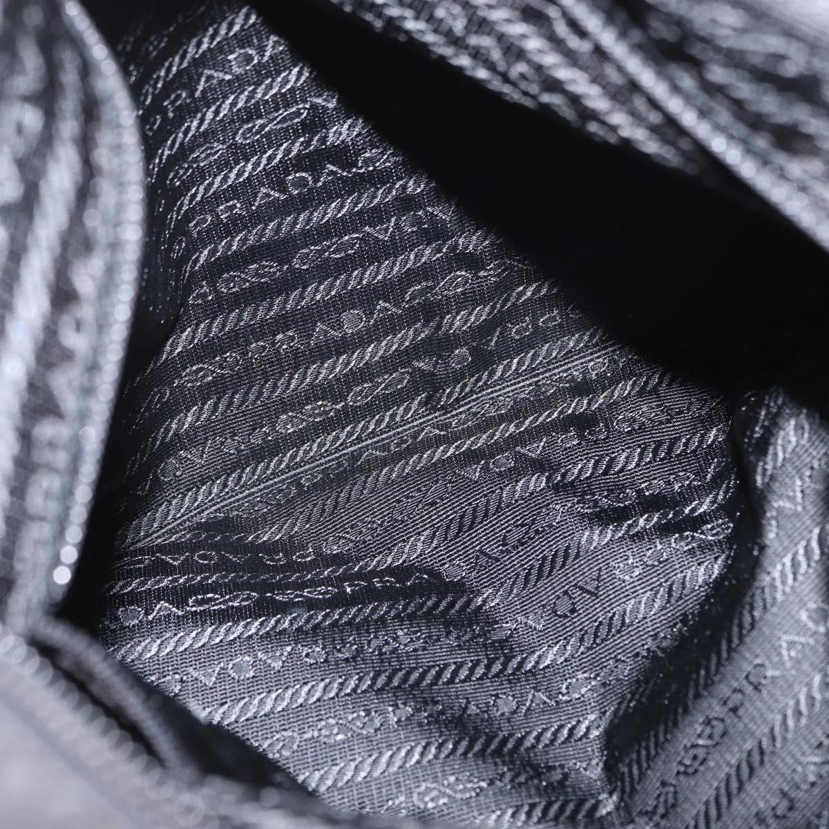 PRADA Shoulder Bag Nylon Black Silver Auth 166693