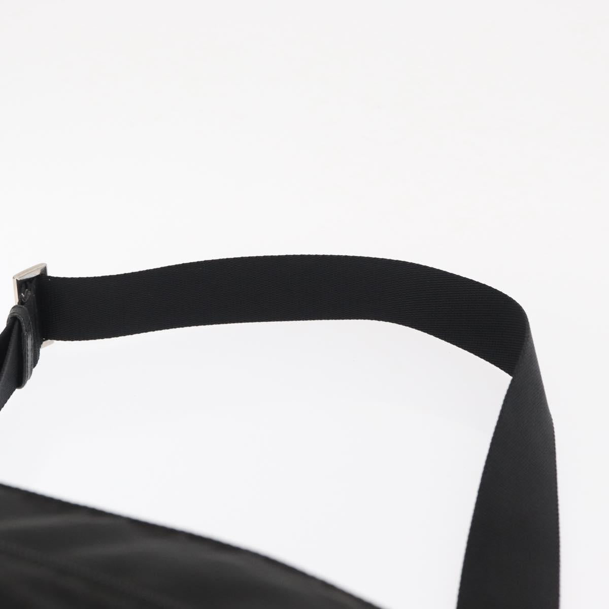 PRADA Shoulder Bag Nylon Black Silver Auth 166693