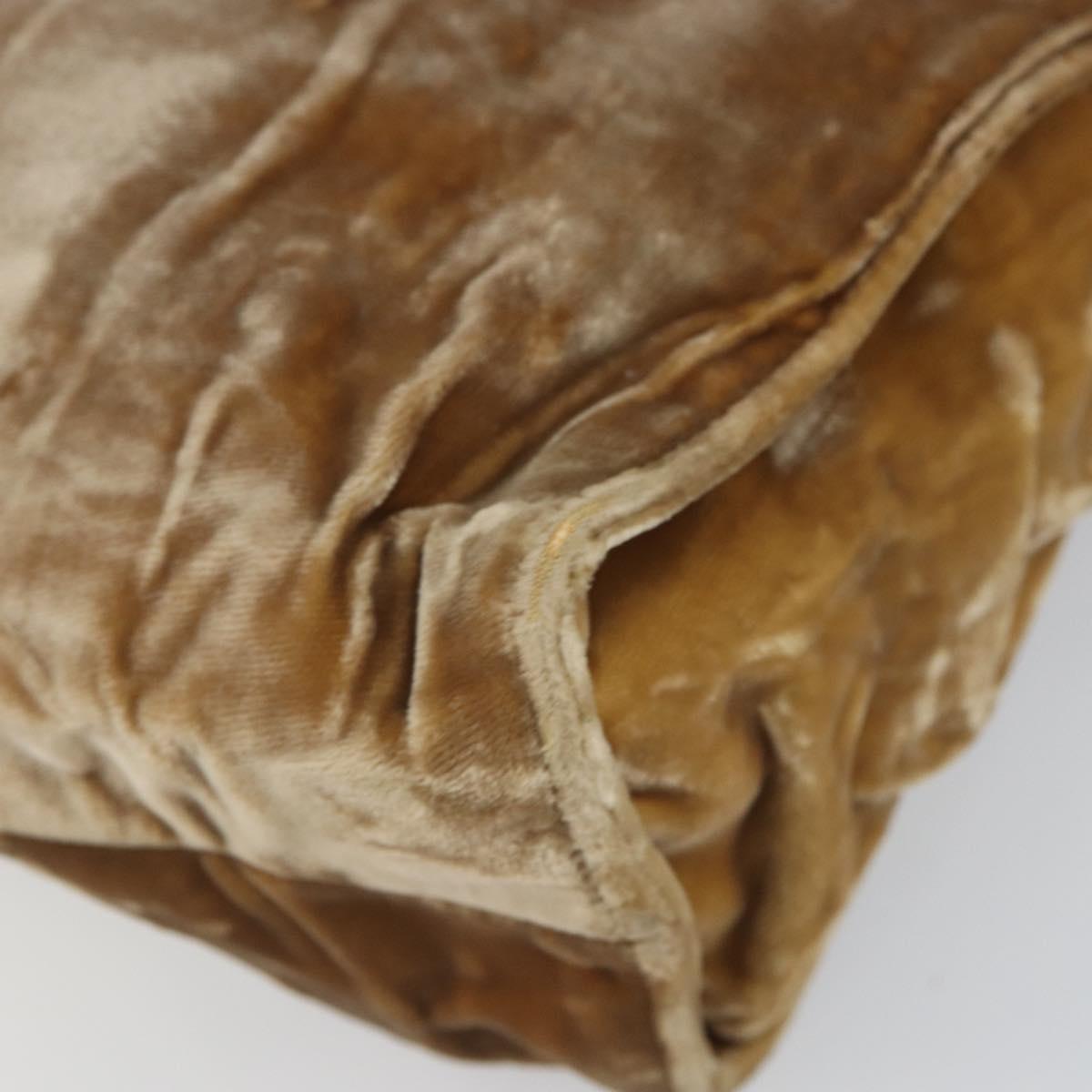 PRADA Hand Bag Velor Beige Silver Auth 166694