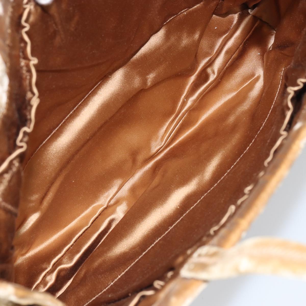 PRADA Hand Bag Velor Beige Silver Auth 166694