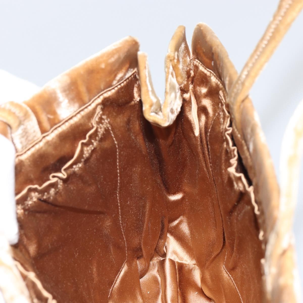 PRADA Hand Bag Velor Beige Silver Auth 166694