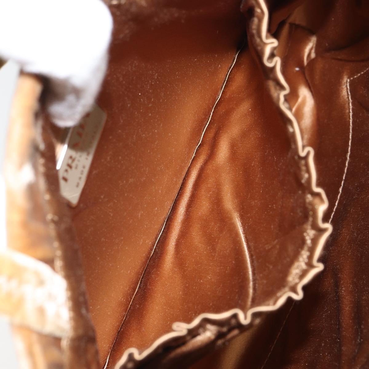 PRADA Hand Bag Velor Beige Silver Auth 166694