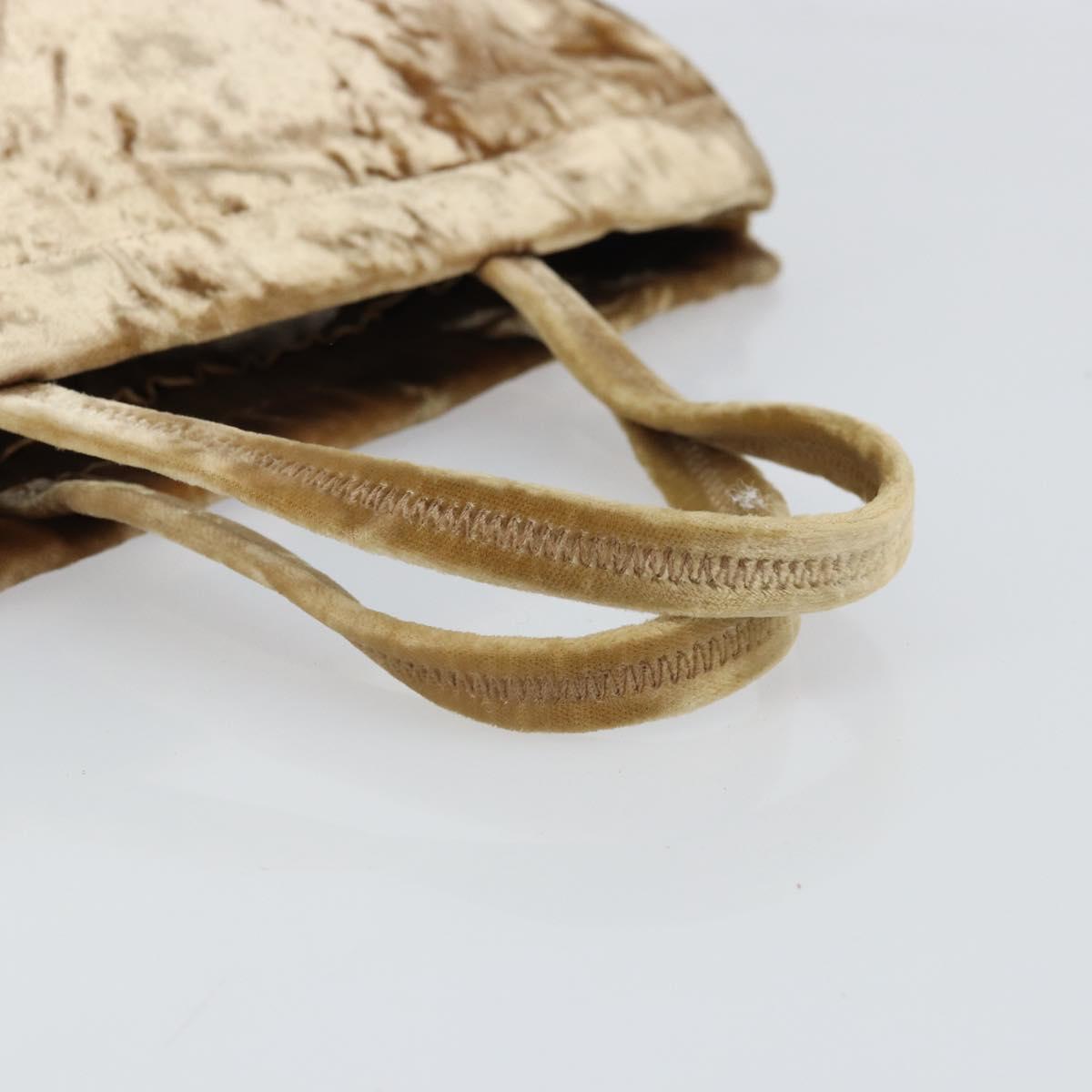 PRADA Hand Bag Velor Beige Silver Auth 166694